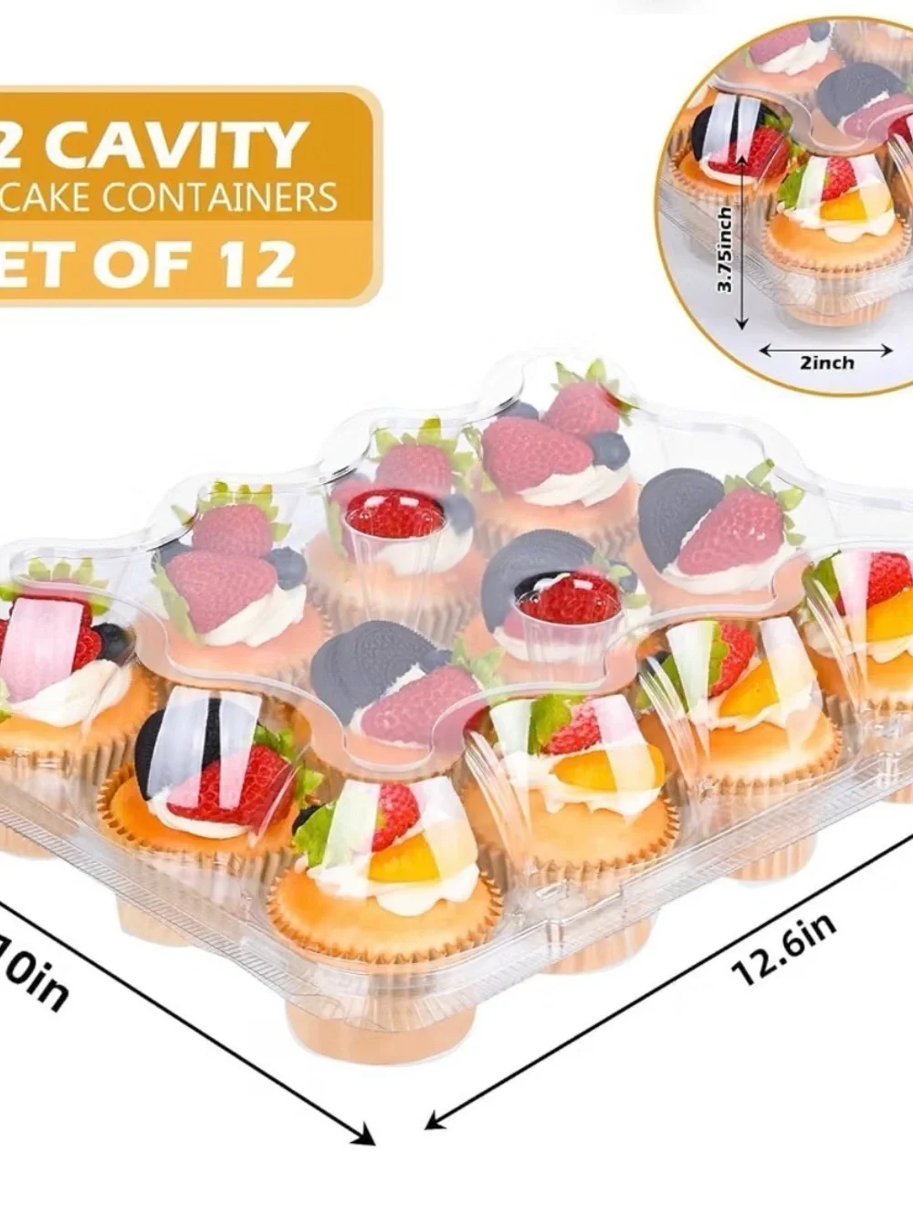 12 Count Cupcake Containers 12 Pack Cupcake Holders Plastic Stackable Cupcake